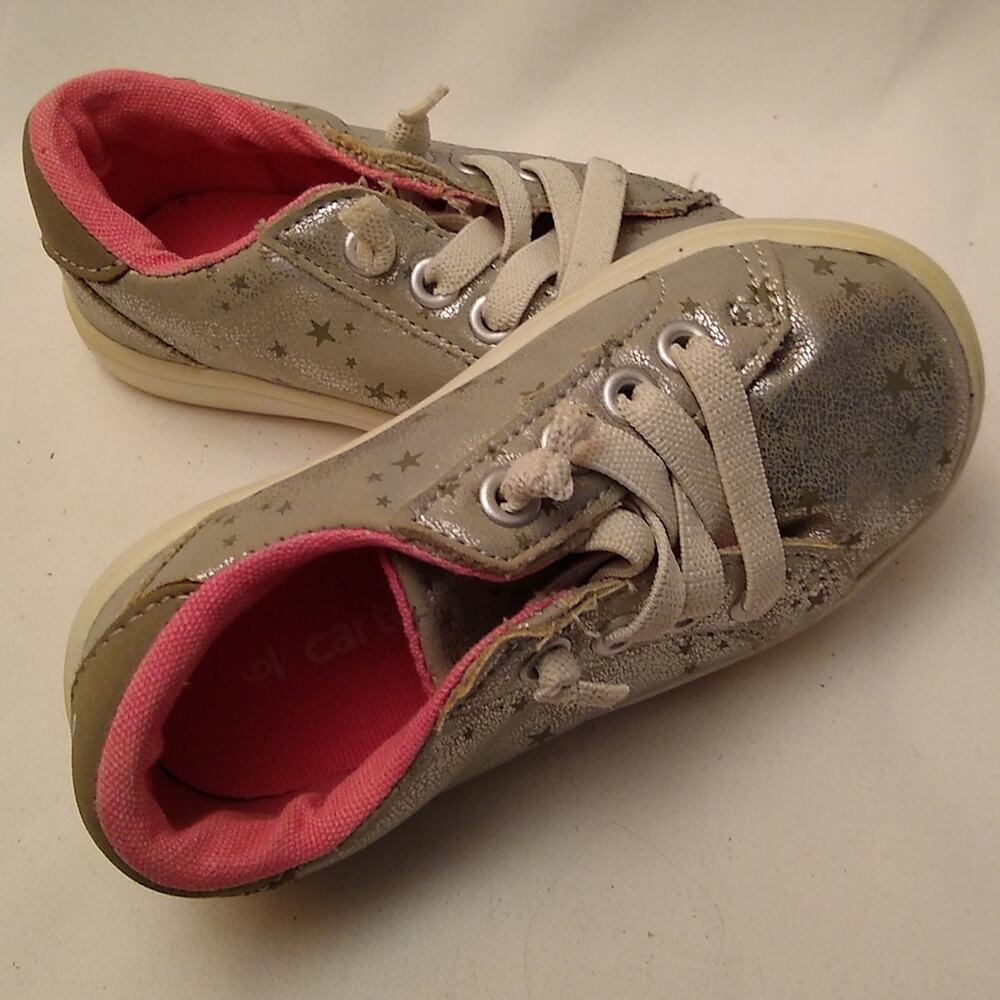 Carter's silver with star athletic shoes. Size 6